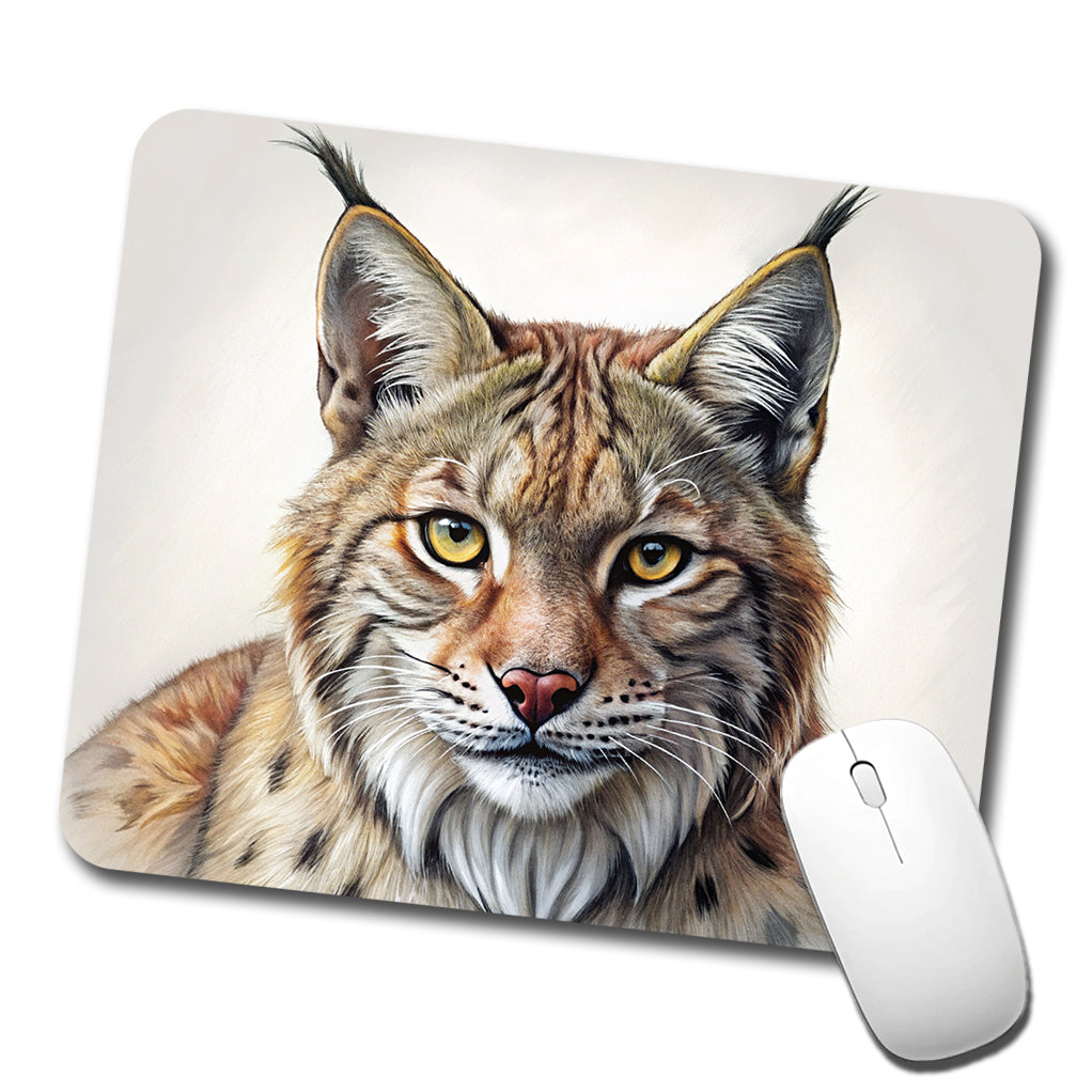 Bobcat Face Illustration Low Profile Mouse Pad Mat