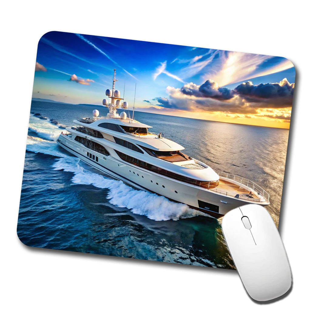 Luxury Yacht Ship At Sea Low Profile Mouse Pad Mat