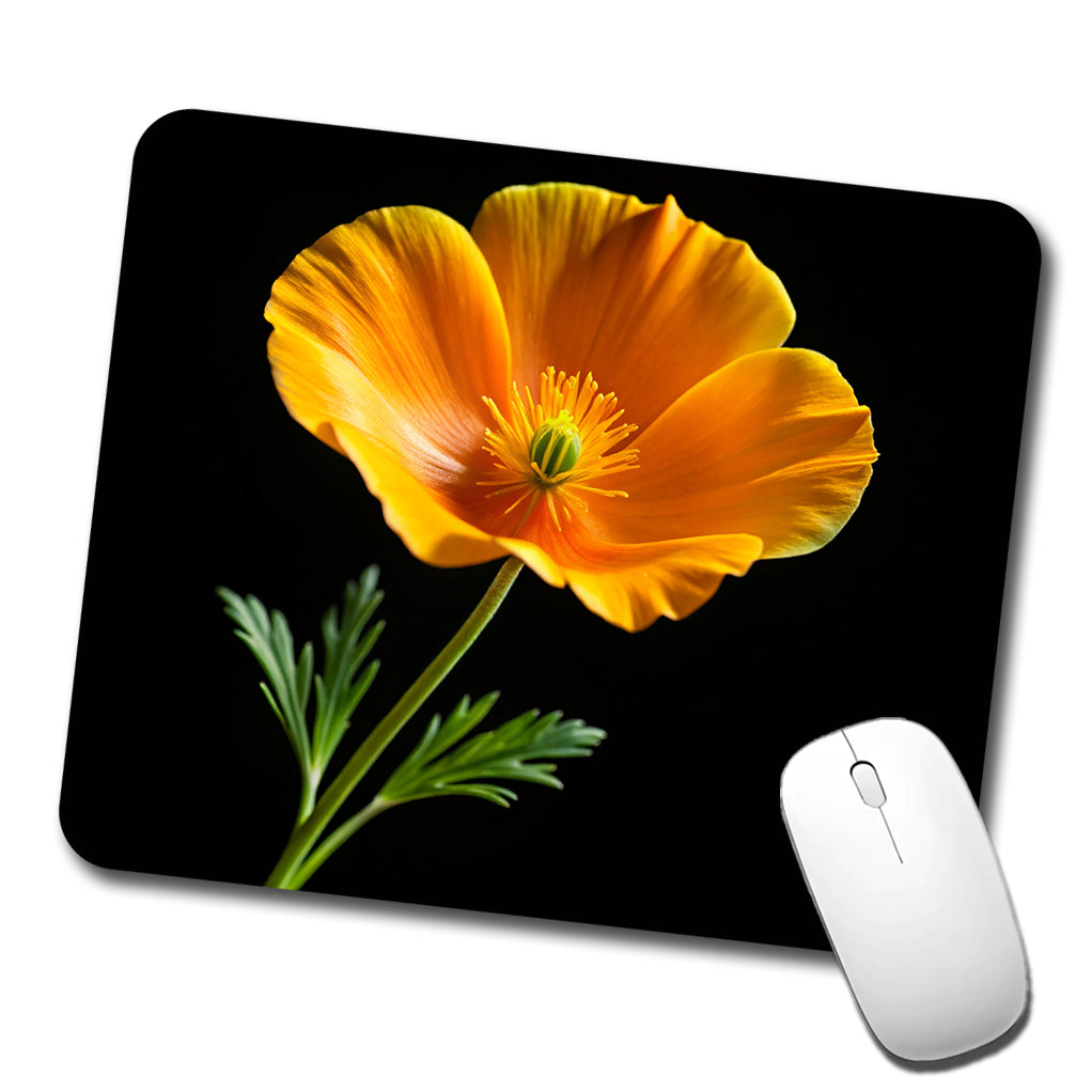 Orange California Poppy Flower Photo Low Profile Mouse Pad Mat
