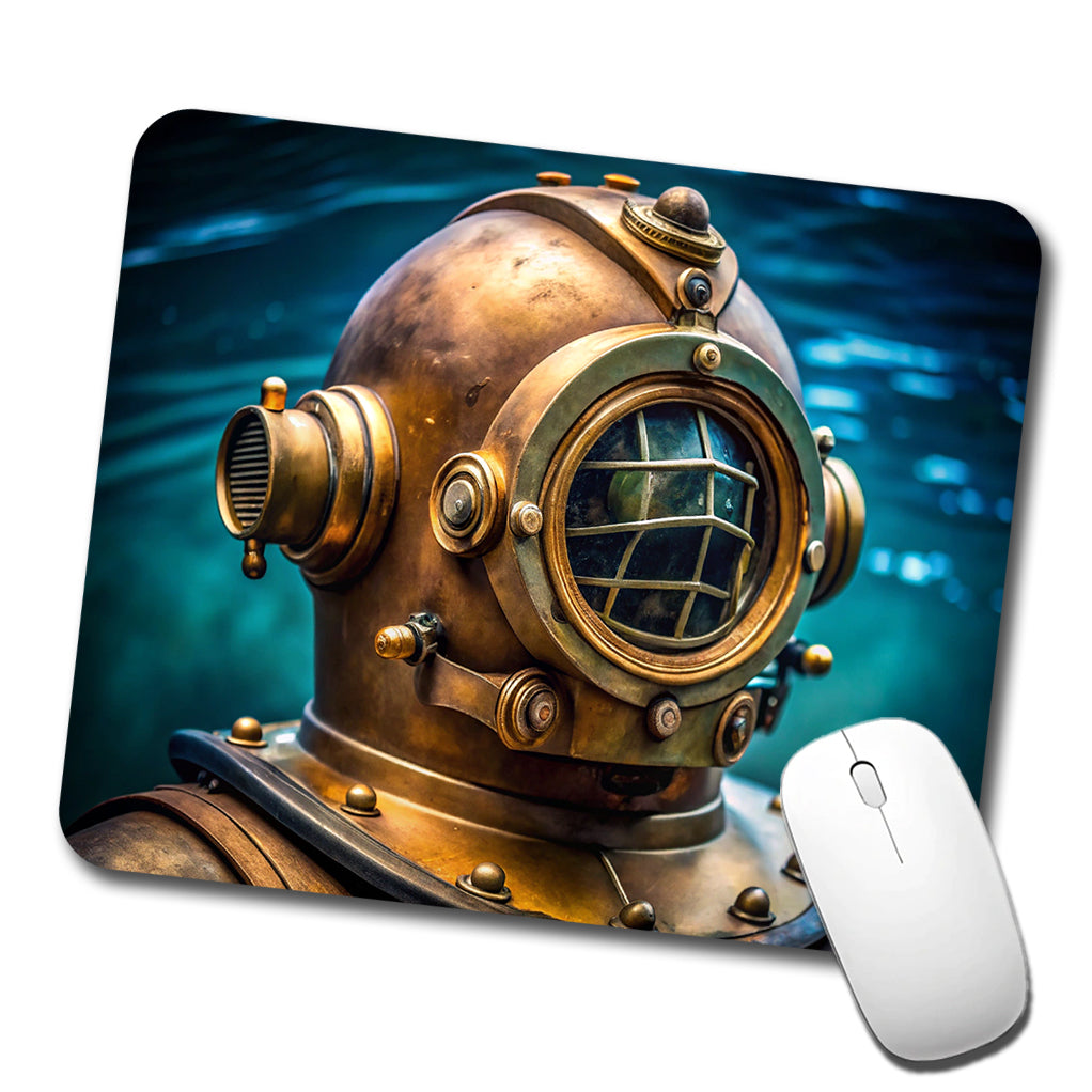 Retro Diving Helmet Suit Underwater Low Profile Mouse Pad Mat
