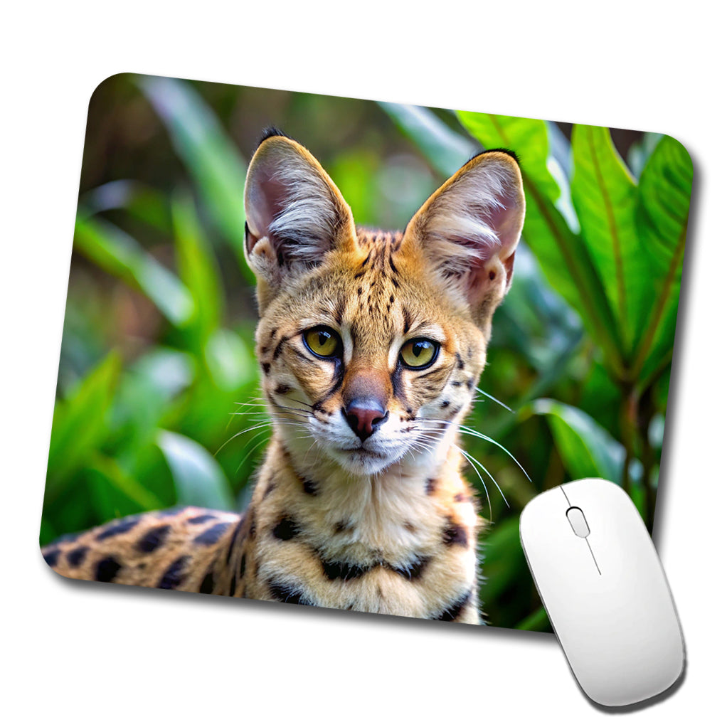 Serval Wild Cat Photo Low Profile Mouse Pad Mat