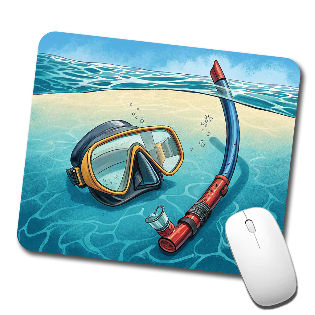 Snorkel And Mask on Beach Low Profile Mouse Pad Mat