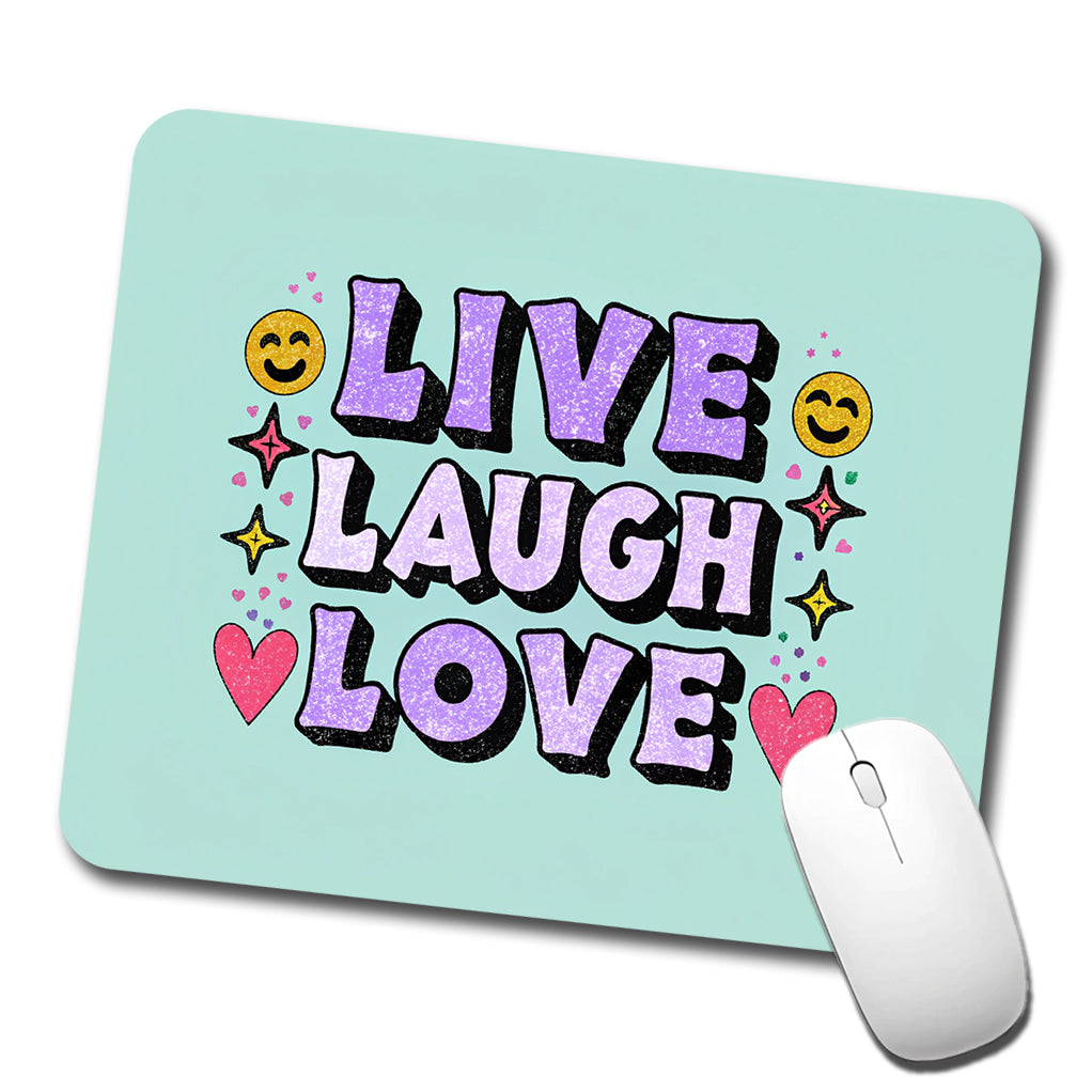 Live Laugh Love Funny Faces Hearts Low Profile Mouse Pad Mat