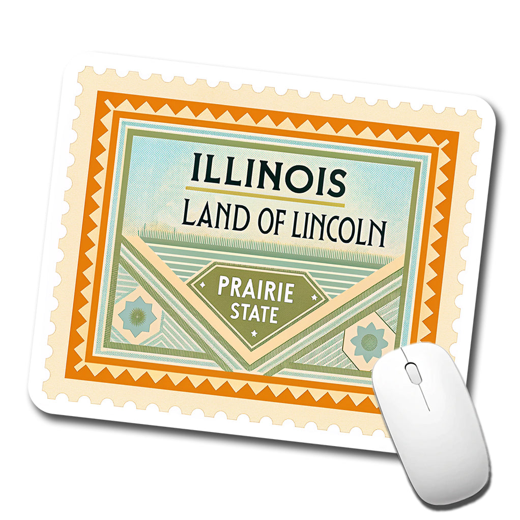 Illinois IL Prairie State Land of Lincoln Travel Vacation Stamp Low Profile Mouse Pad Mat