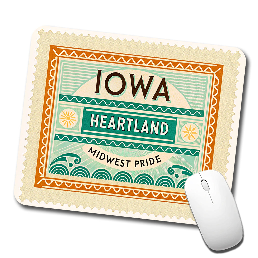 Iowa IA Heartland State Travel Vacation Stamp Low Profile Mouse Pad Mat