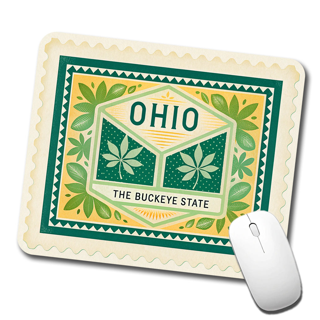 Ohio OH The Buckeye State Travel Vacation Stamp Low Profile Mouse Pad Mat