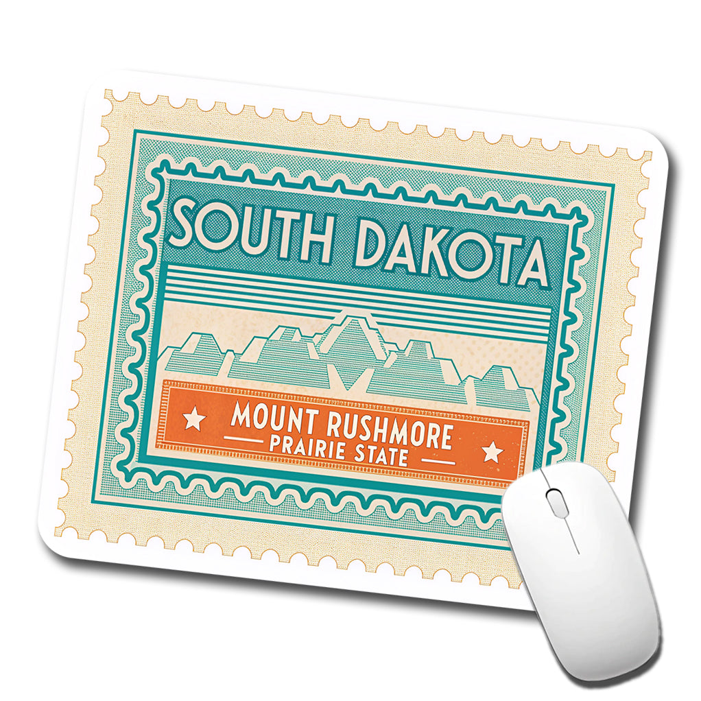 South Dakota SD Mount Rushmore Prairie State Travel Vacation Stamp Low Profile Mouse Pad Mat