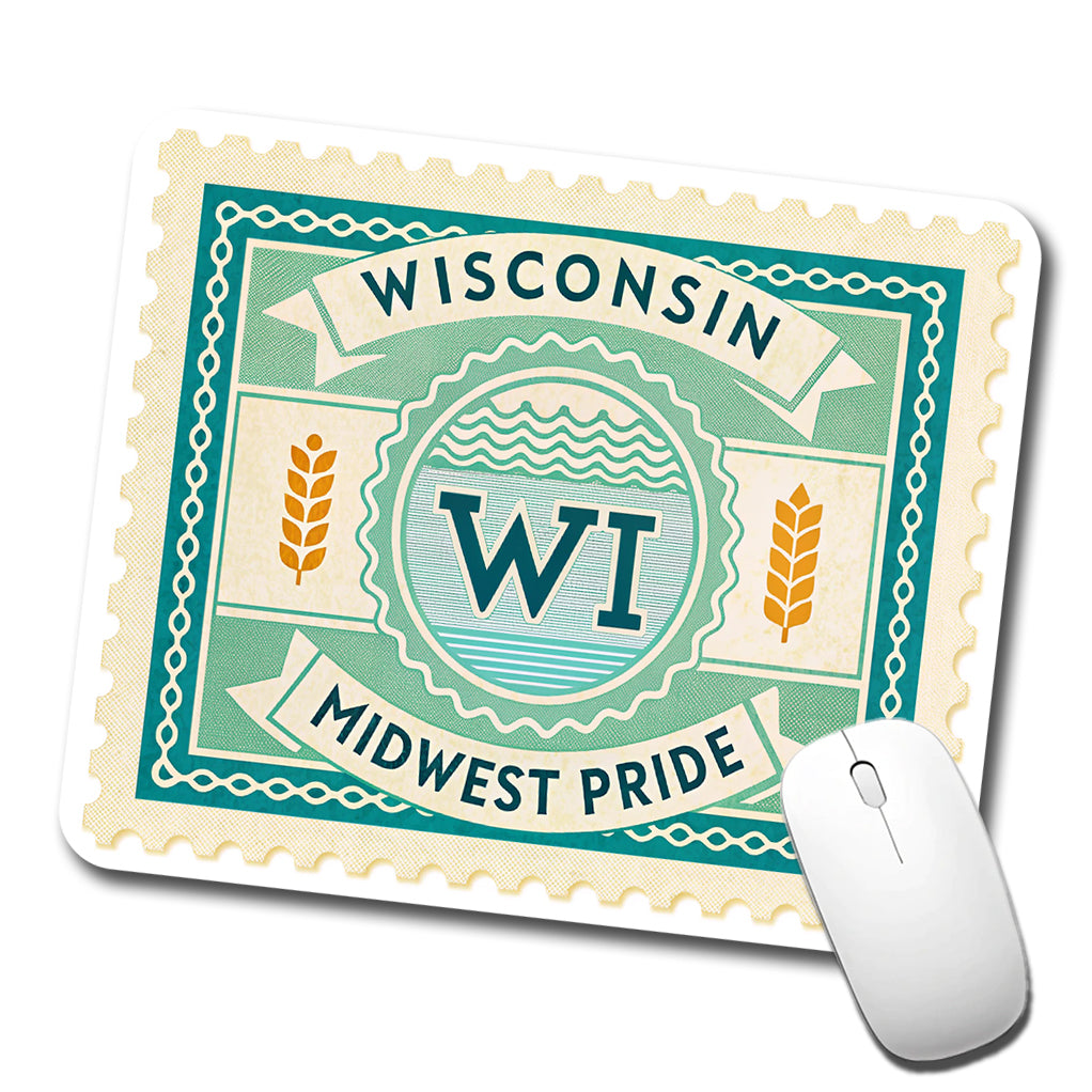 Wisconsin WI Midwest Pride State Travel Vacation Stamp Low Profile Mouse Pad Mat