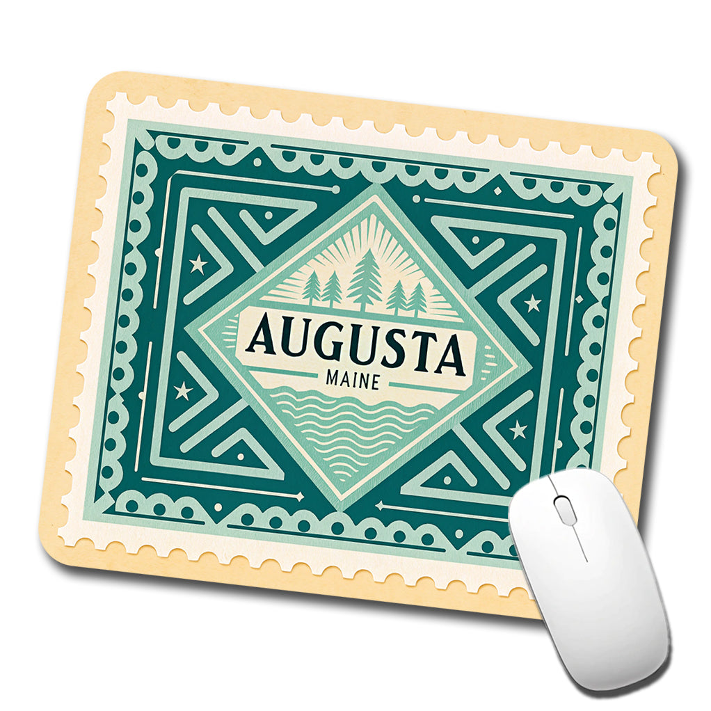 Augusta MA Maine Travel Vacation Stamp Low Profile Mouse Pad Mat