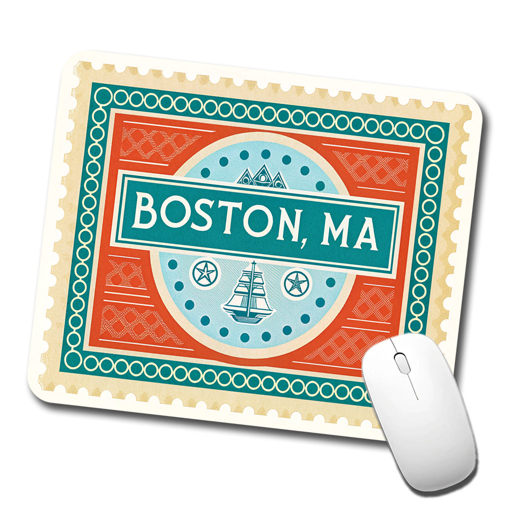 Boston MA Massachusetts Travel Vacation Stamp Low Profile Mouse Pad Mat
