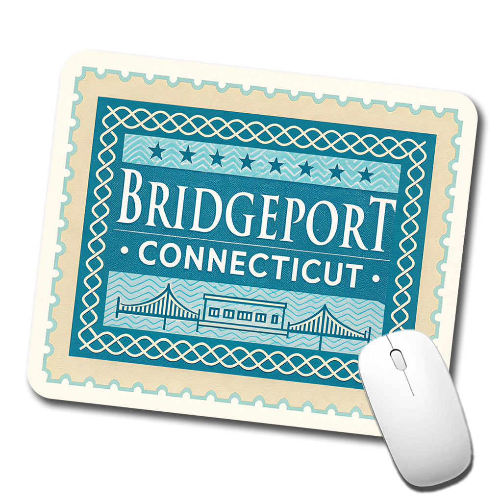 Bridgeport CT Connecticut Travel Vacation Stamp Low Profile Mouse Pad Mat