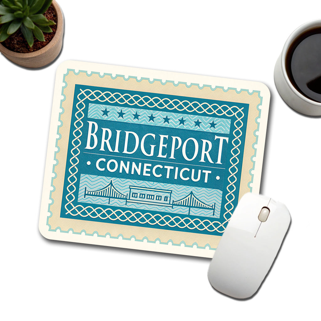 Bridgeport CT Connecticut Travel Vacation Stamp Low Profile Mouse Pad Mat