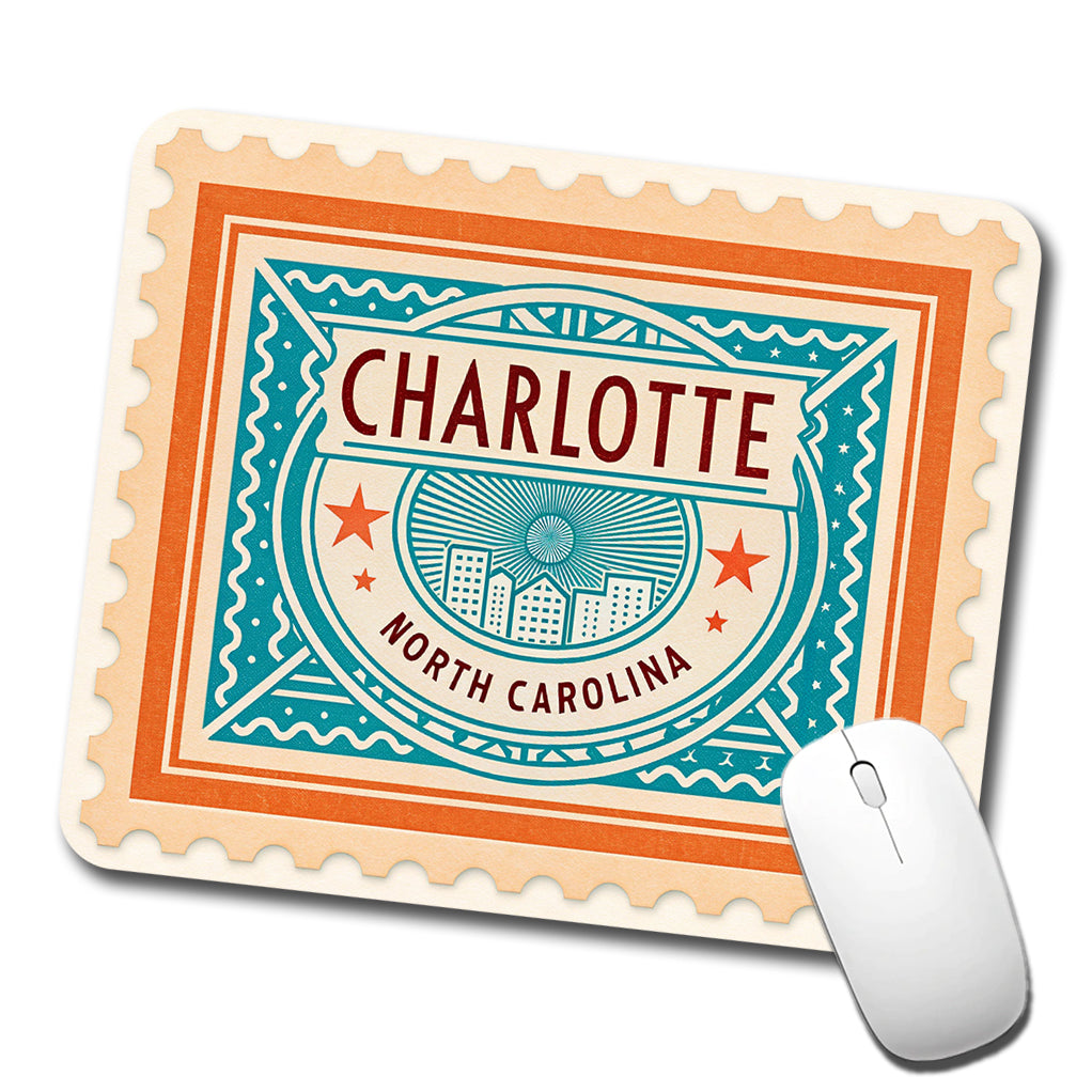 Charlotte NC North Carolina Travel Vacation Stamp Low Profile Mouse Pad Mat