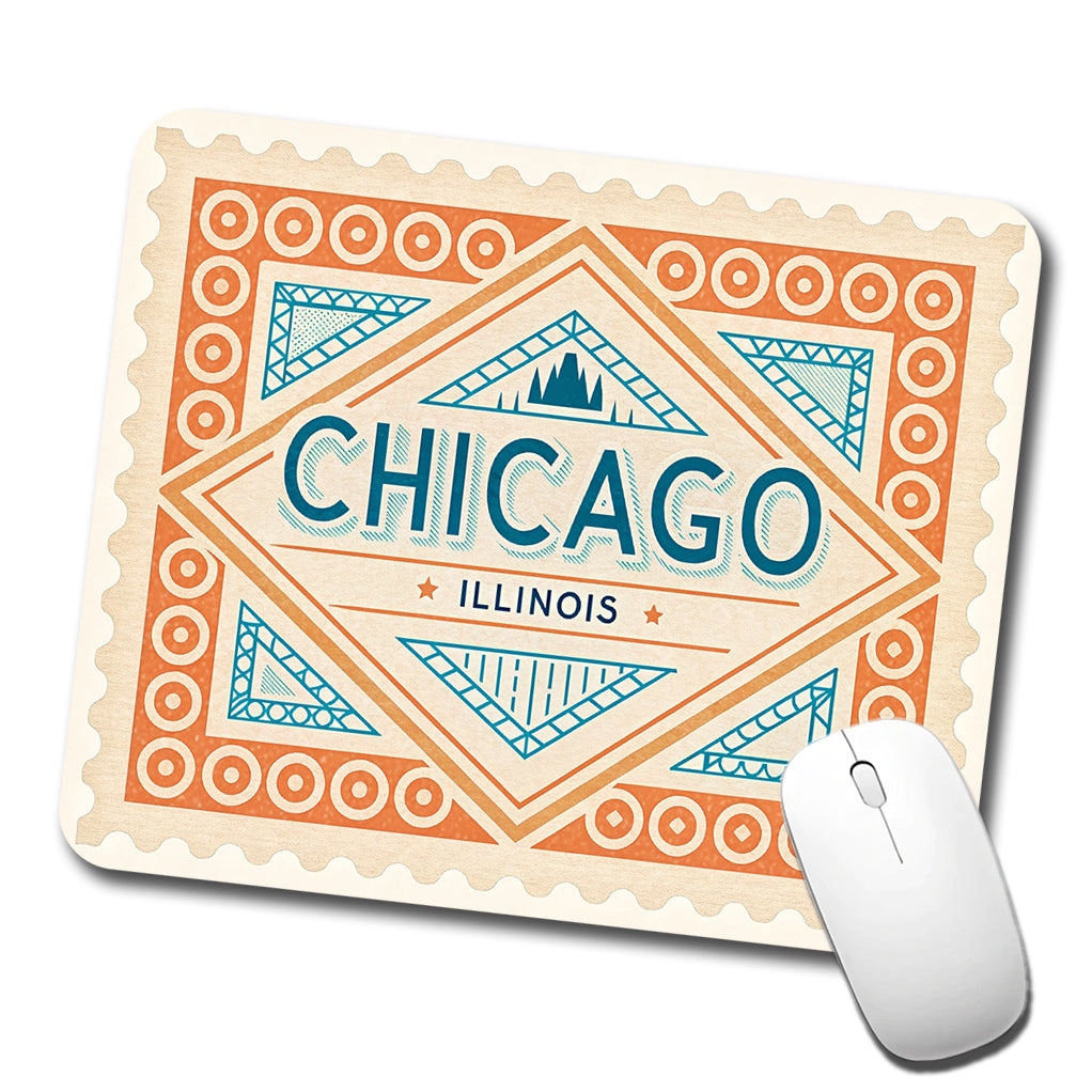 Chicago IL Illinois Travel Vacation Stamp Low Profile Mouse Pad Mat