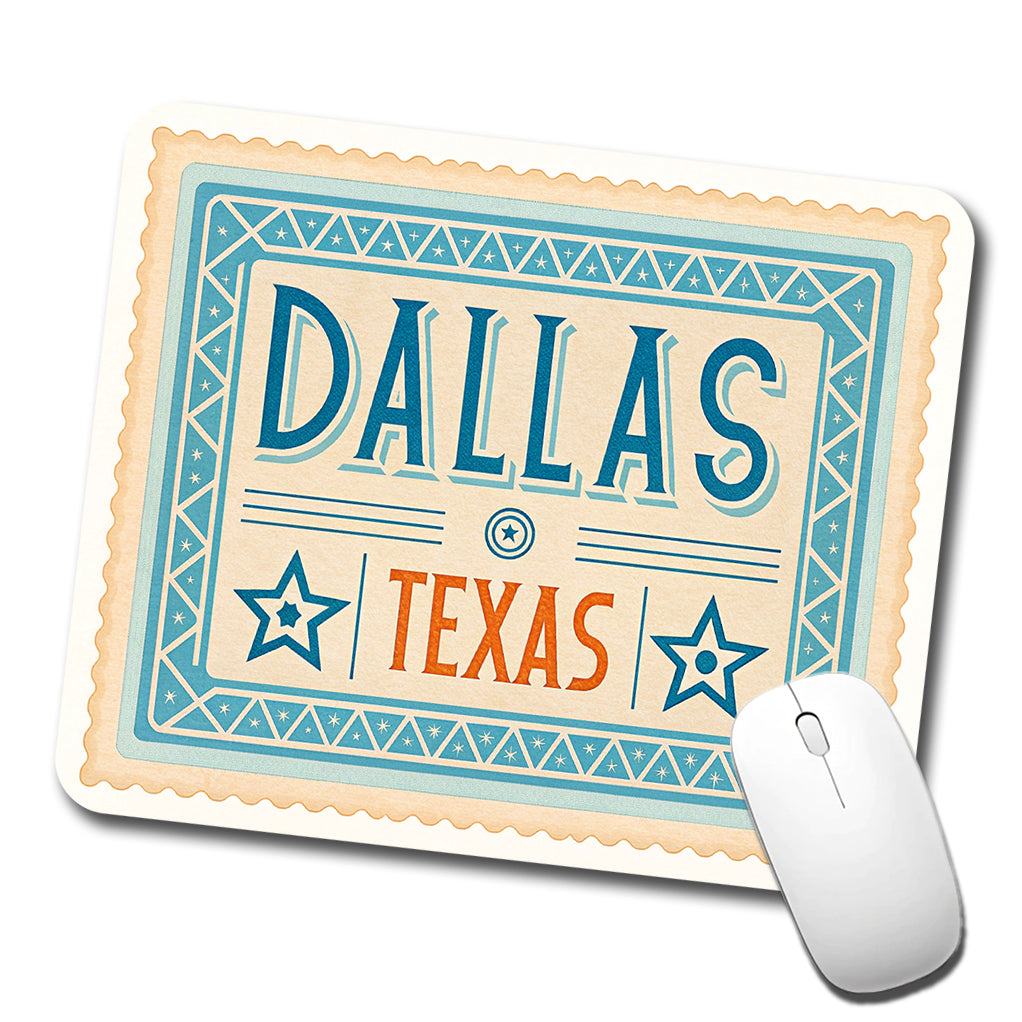 Dallas TX Texas Travel Vacation Stamp Low Profile Mouse Pad Mat