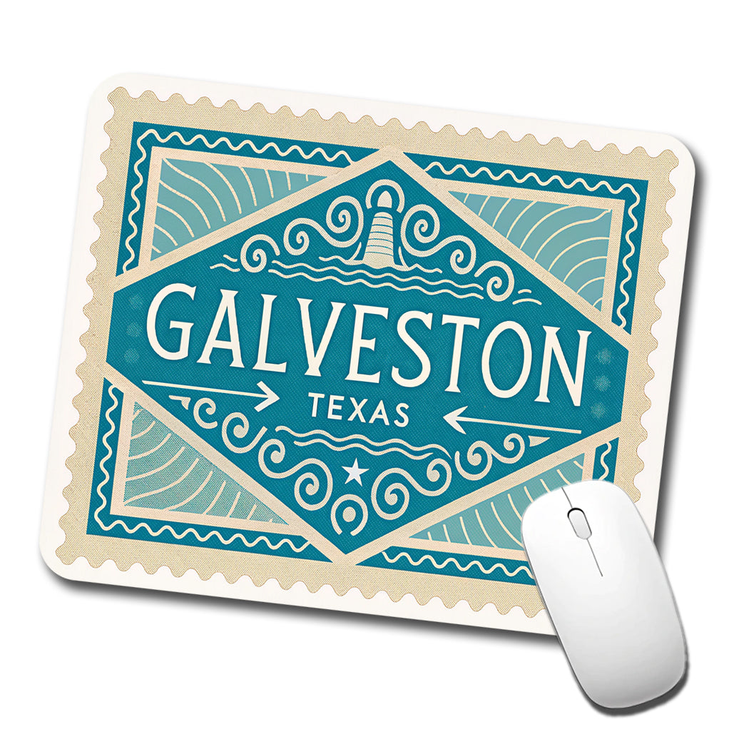 Galveston TX Texas Travel Vacation Stamp Low Profile Mouse Pad Mat