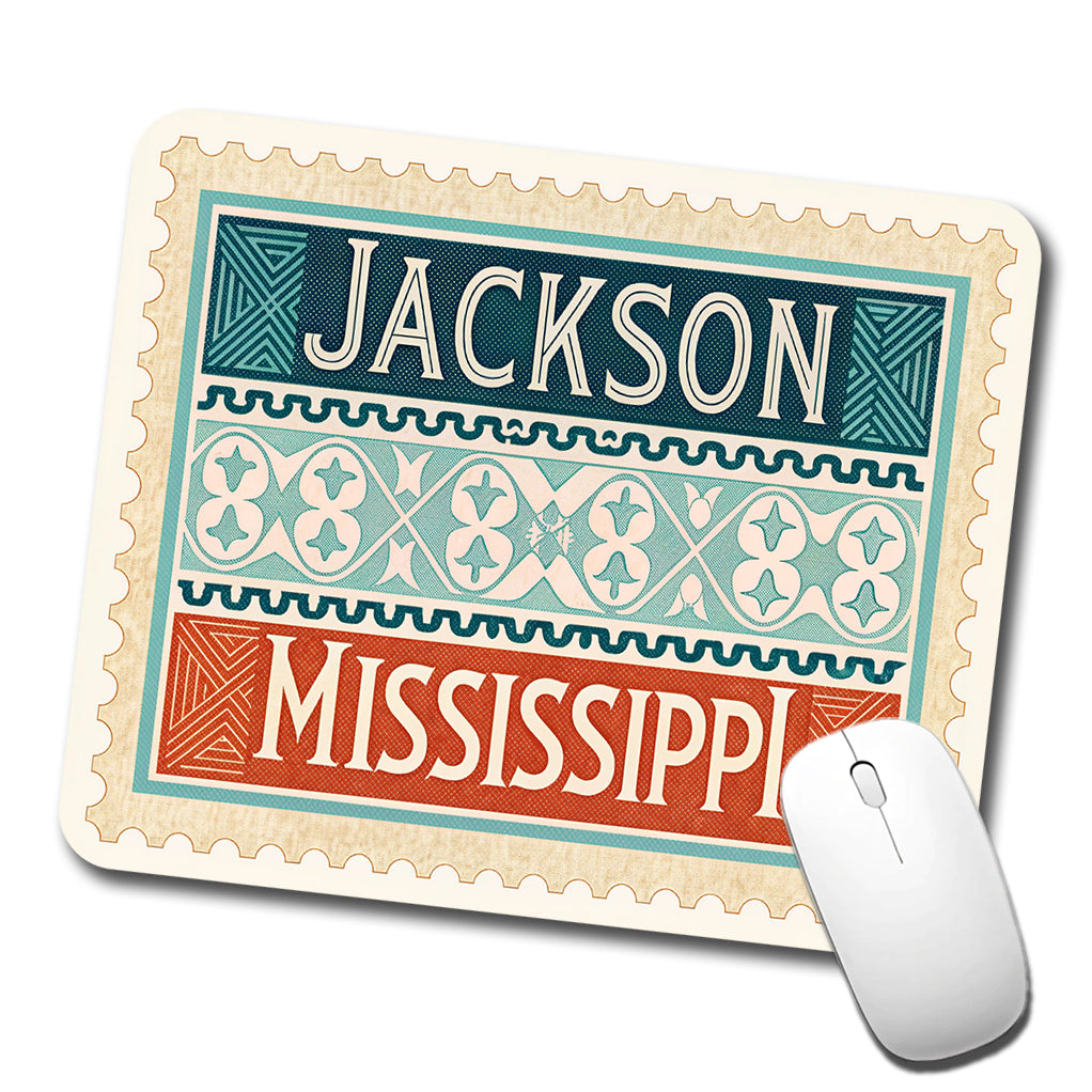 Jackson MS Mississippi Travel Vacation Stamp Low Profile Mouse Pad Mat