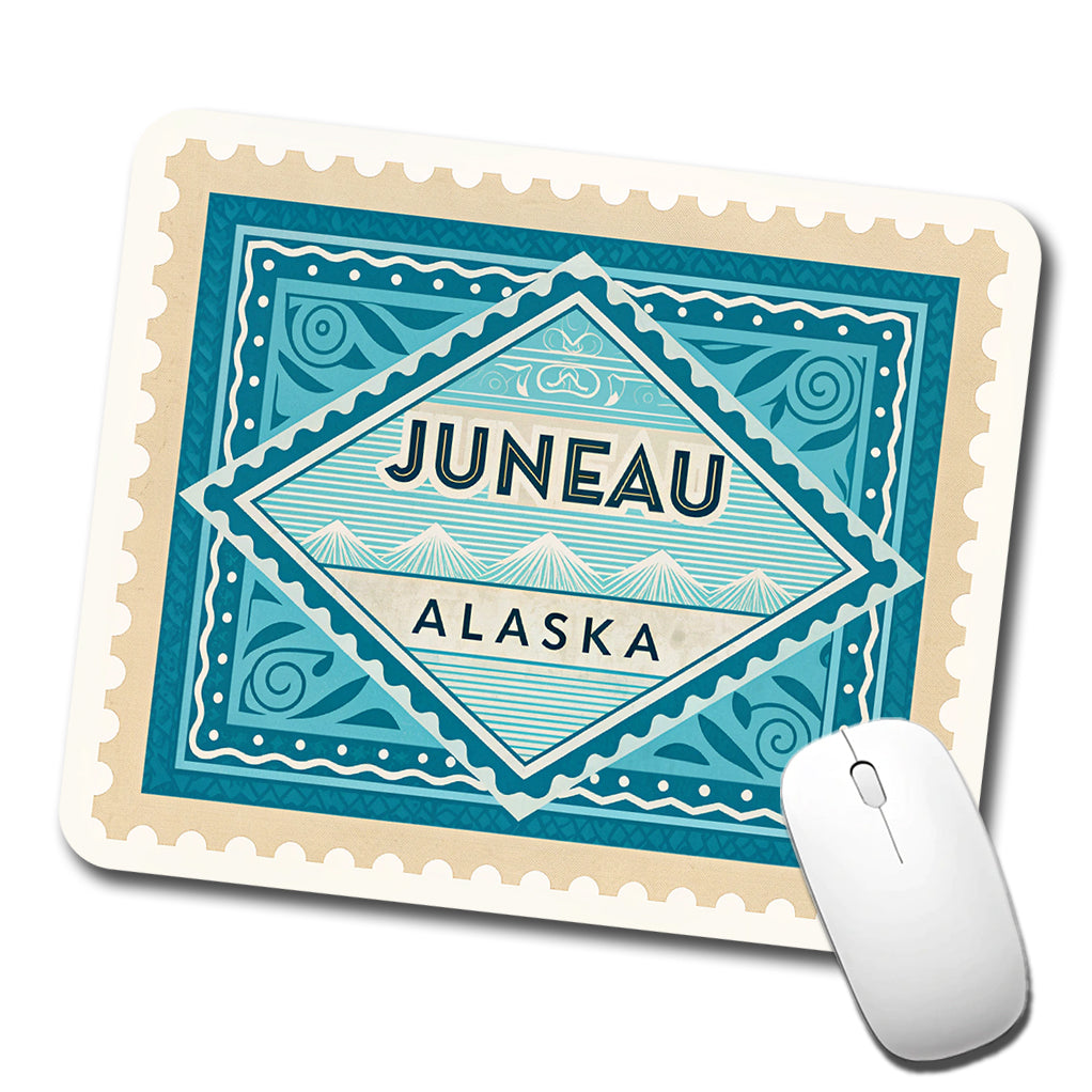 Juneau AK Alaska Travel Vacation Stamp Low Profile Mouse Pad Mat