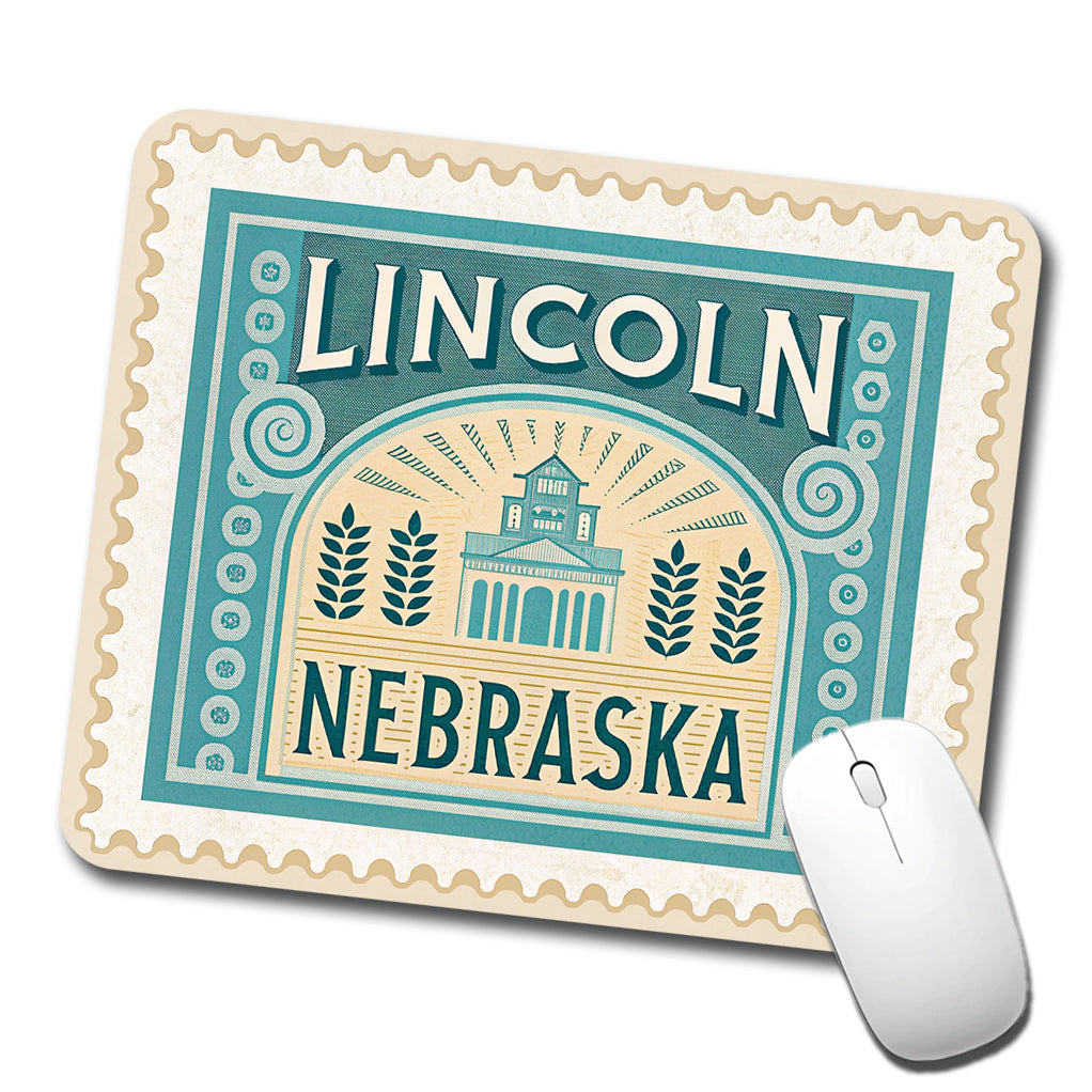 Lincoln NE Nebraska Travel Vacation Stamp Low Profile Mouse Pad Mat