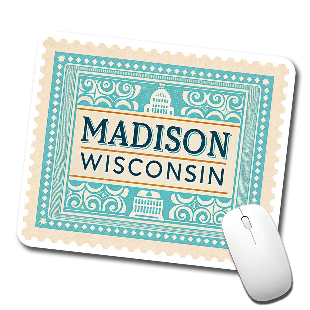 Madison WI Wisconsin Travel Vacation Stamp Low Profile Mouse Pad Mat