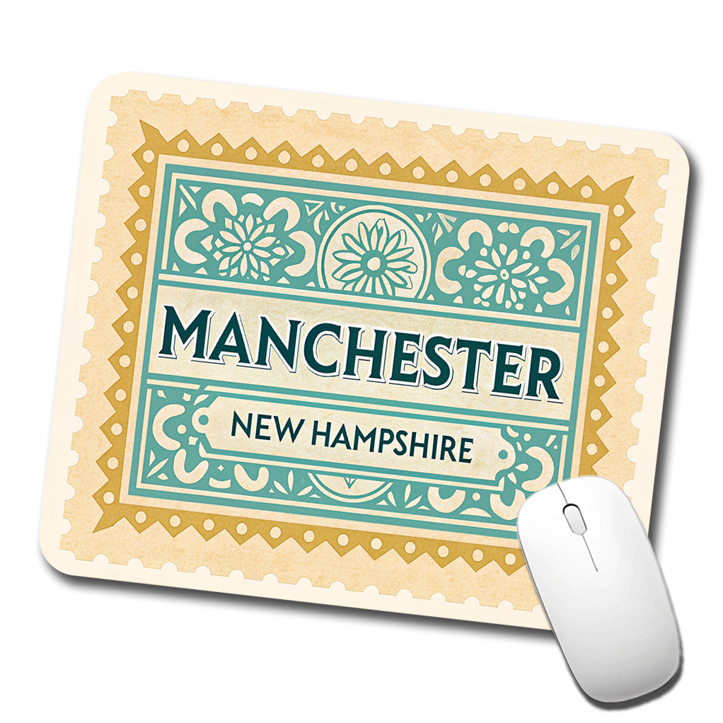 Manchester NH New Hampshire Travel Vacation Stamp Low Profile Mouse Pad Mat