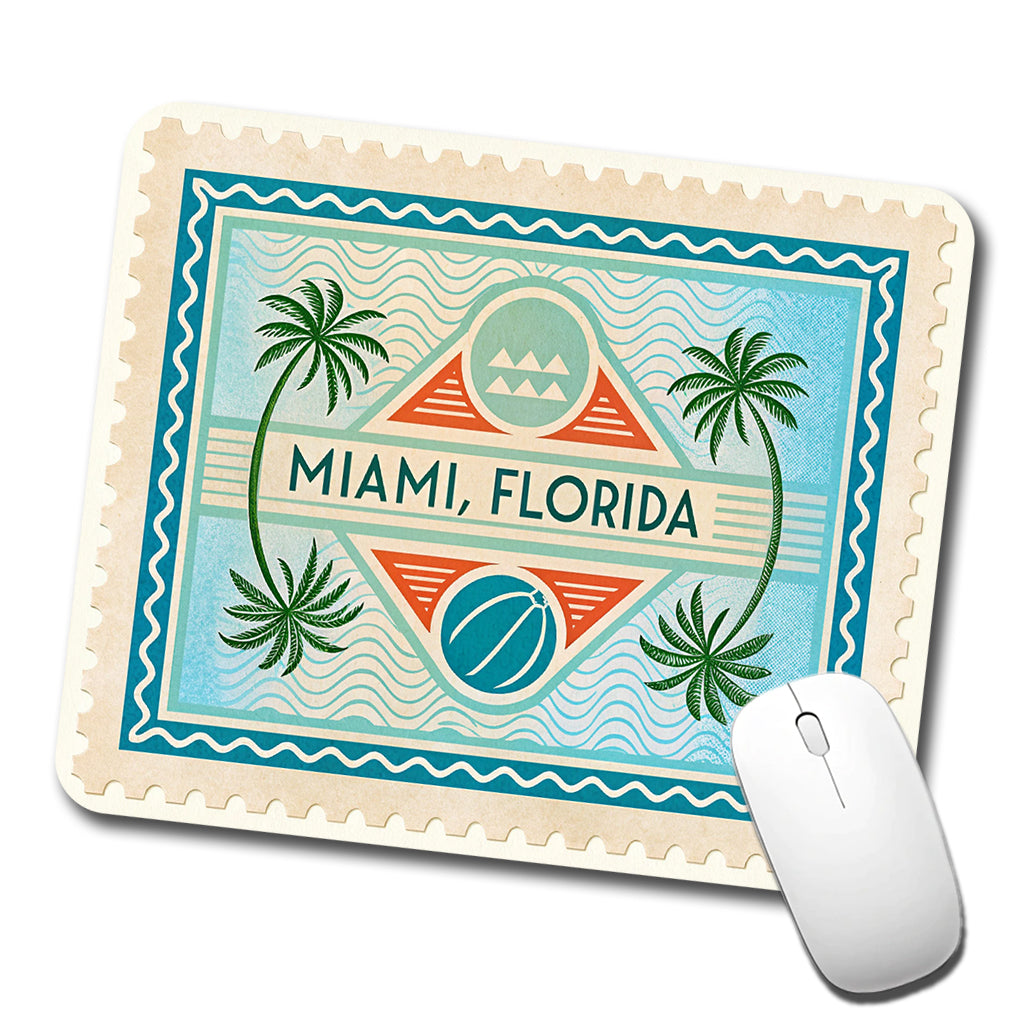 Miami FL Florida Travel Vacation Stamp Low Profile Mouse Pad Mat
