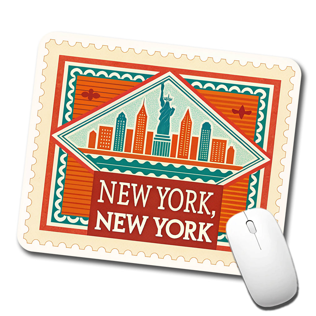 New York NY Skyline Travel Vacation Stamp Low Profile Mouse Pad Mat