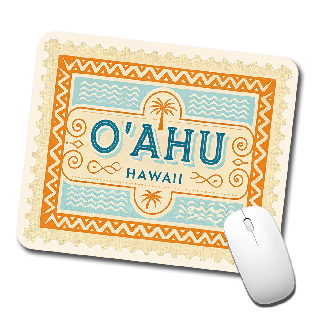 O'Ahu HI Hawaii Travel Vacation Stamp Low Profile Mouse Pad Mat