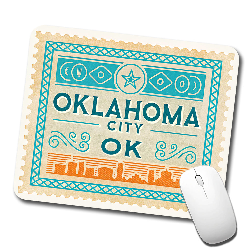 Oklahoma City OK Travel Vacation Stamp Low Profile Mouse Pad Mat