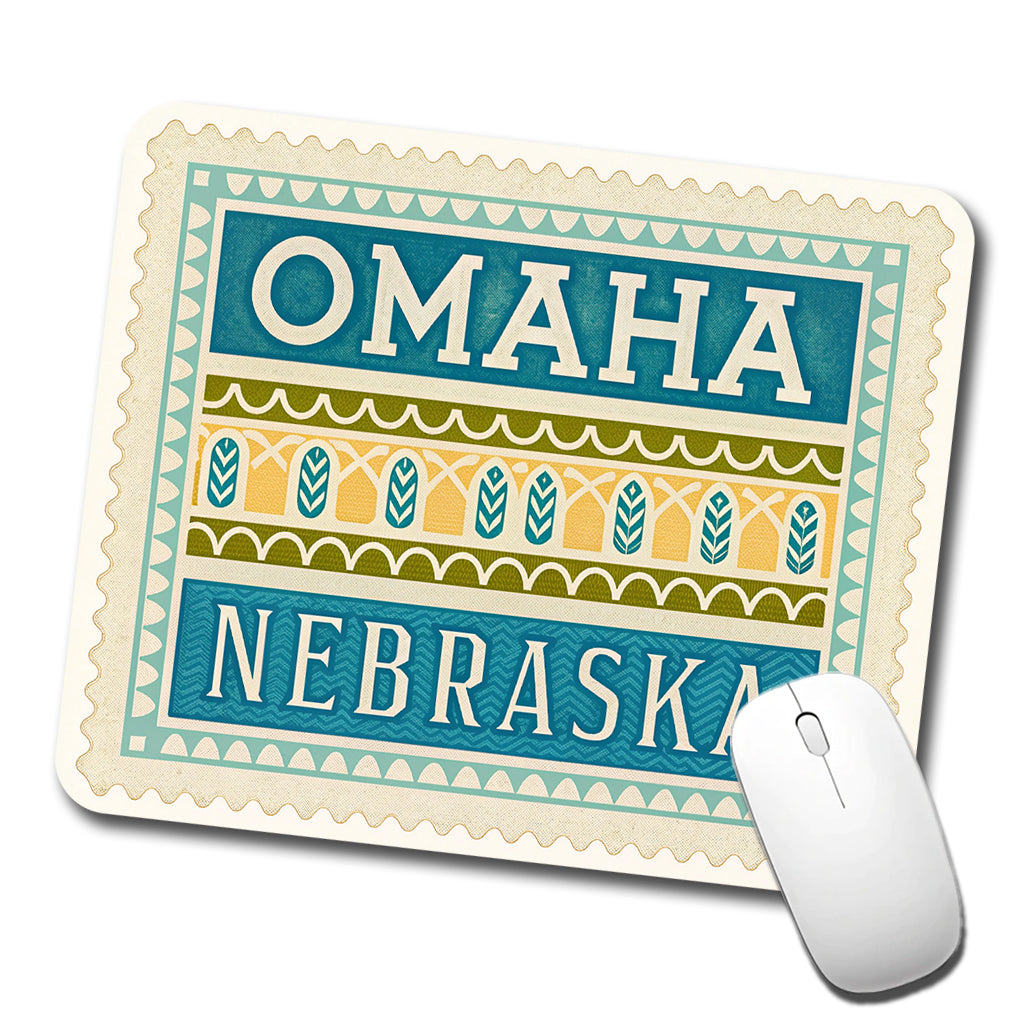 Omaha NE Nebraska Travel Vacation Stamp Low Profile Mouse Pad Mat