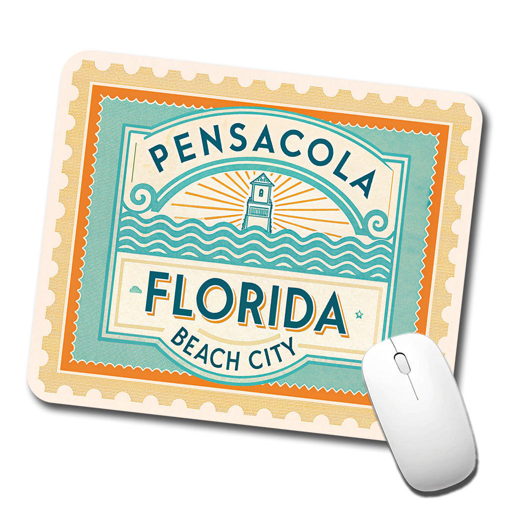 Pensacola FL Florida Beach City Travel Vacation Stamp Low Profile Mouse Pad Mat