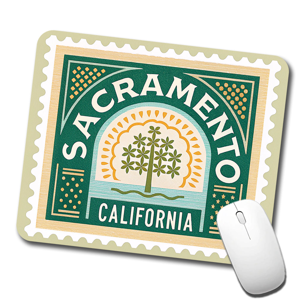 Sacramento CA California Tree Travel Vacation Stamp Low Profile Mouse Pad Mat
