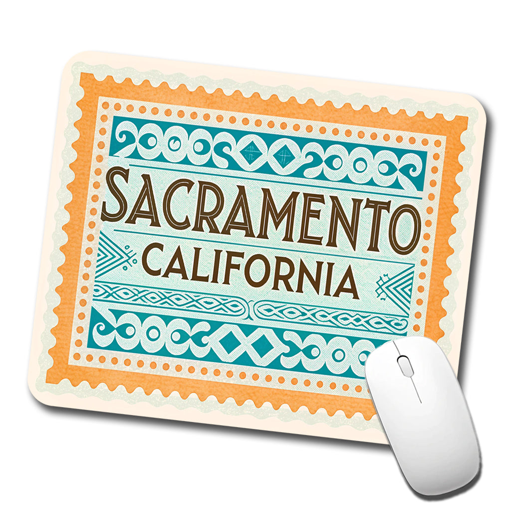 Sacramento CA California Travel Vacation Stamp Low Profile Mouse Pad Mat