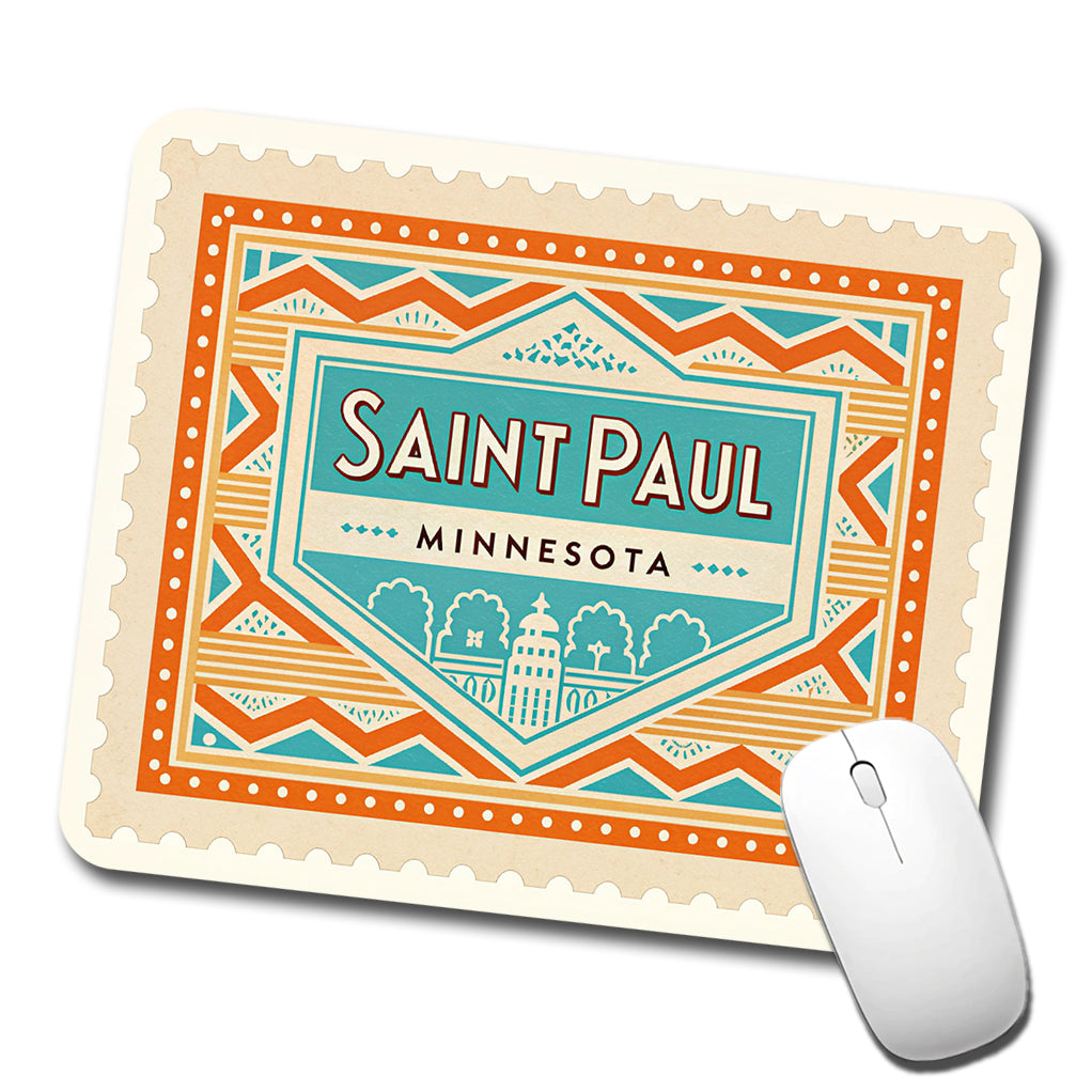 Saint Paul MN Minnesota Travel Vacation Stamp Low Profile Mouse Pad Mat