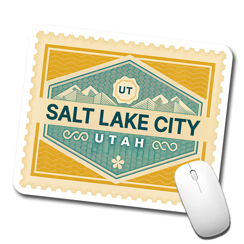 Salt Lake City UT Utah Travel Vacation Stamp Low Profile Mouse Pad Mat