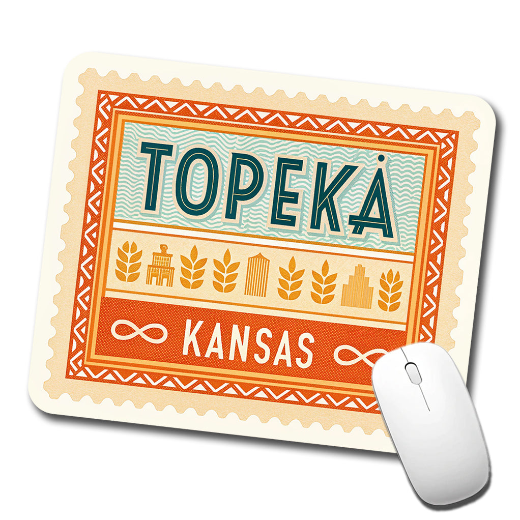 Topeka KS Kansas Travel Vacation Stamp Low Profile Mouse Pad Mat