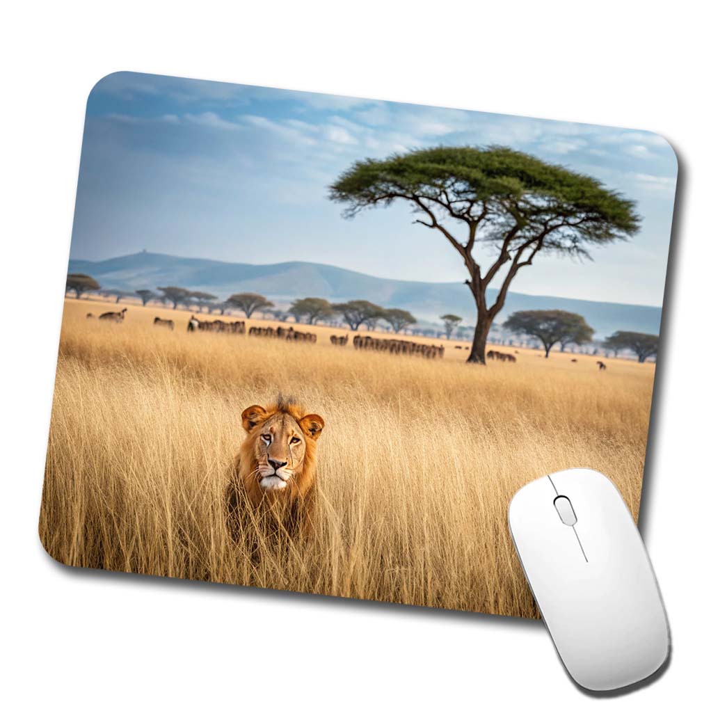 African Safari Lion Low Profile Mouse Pad Mat