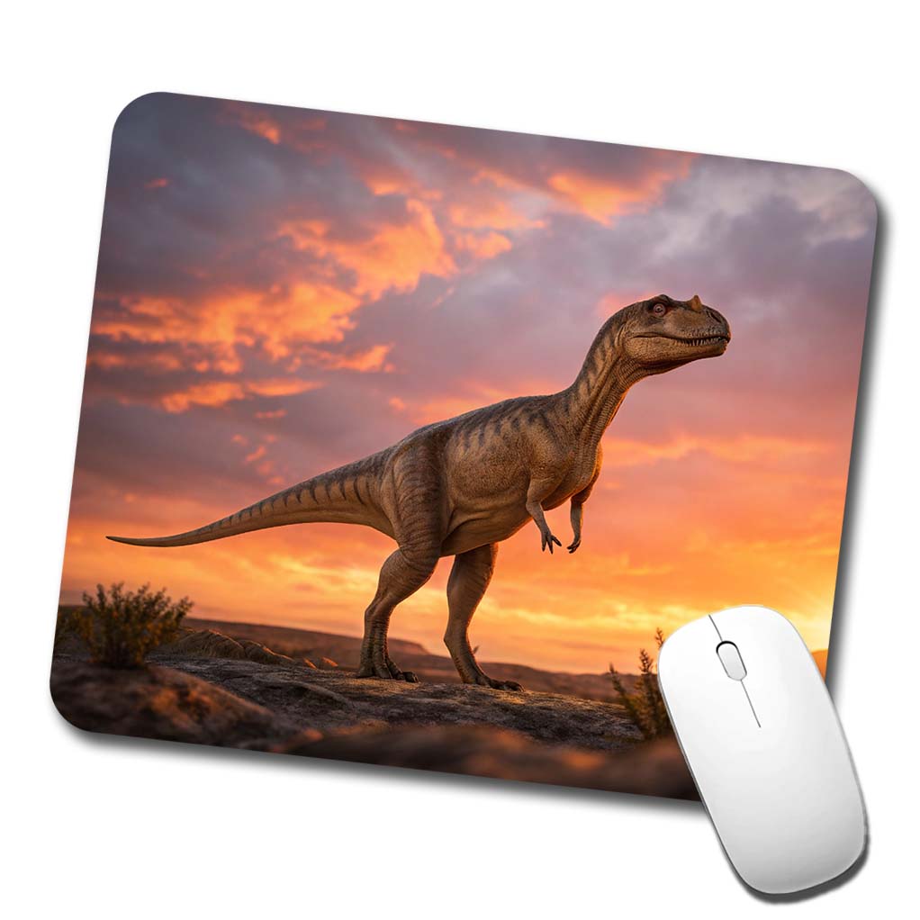Allosaurus Standing Sunset Dinosaur Low Profile Mouse Pad Mat