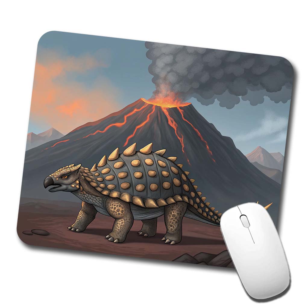 Ankylosaurus Volcano Erupting Dinosaur Low Profile Mouse Pad Mat