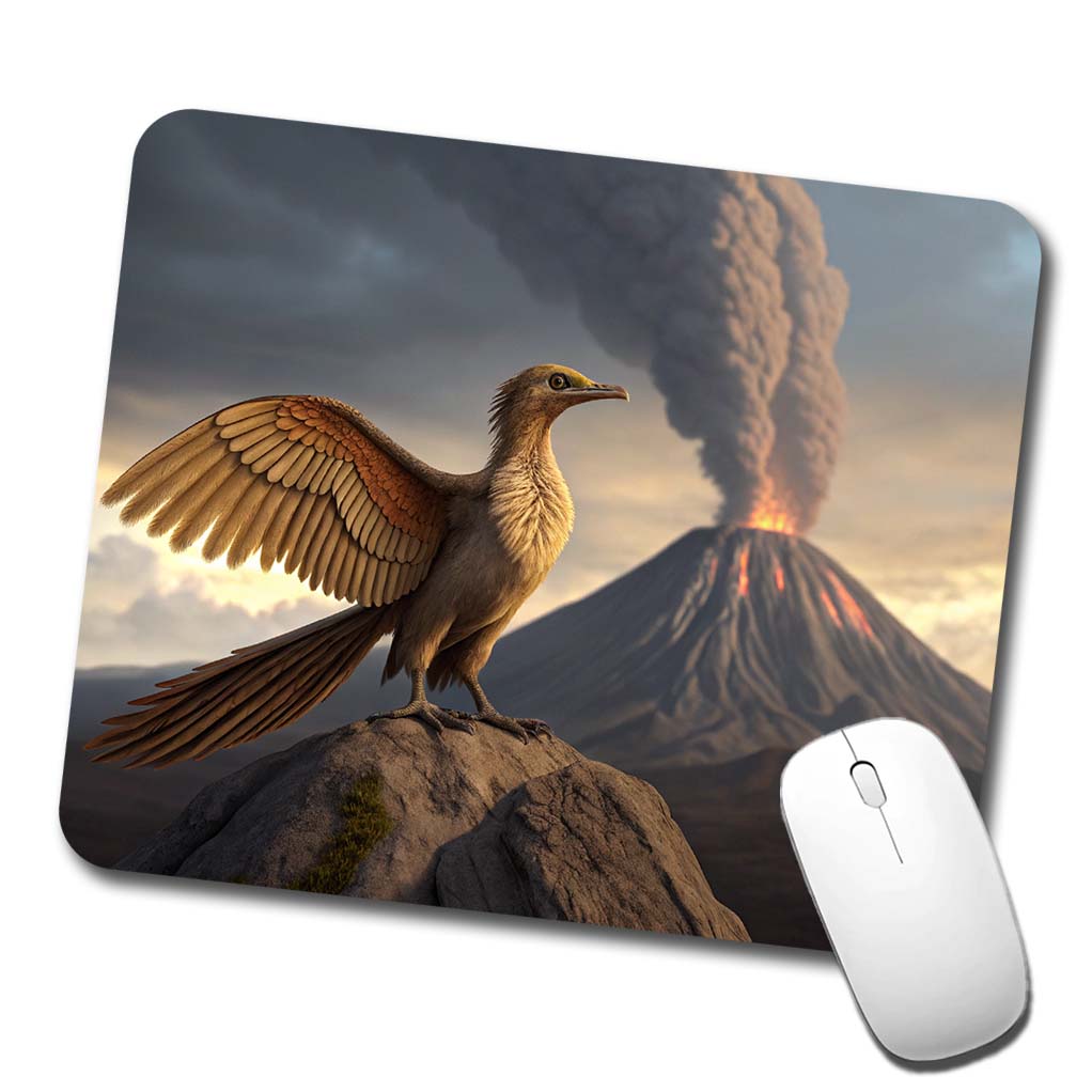 Archaeopteryx Volcano Erupting Dinosaur Low Profile Mouse Pad Mat