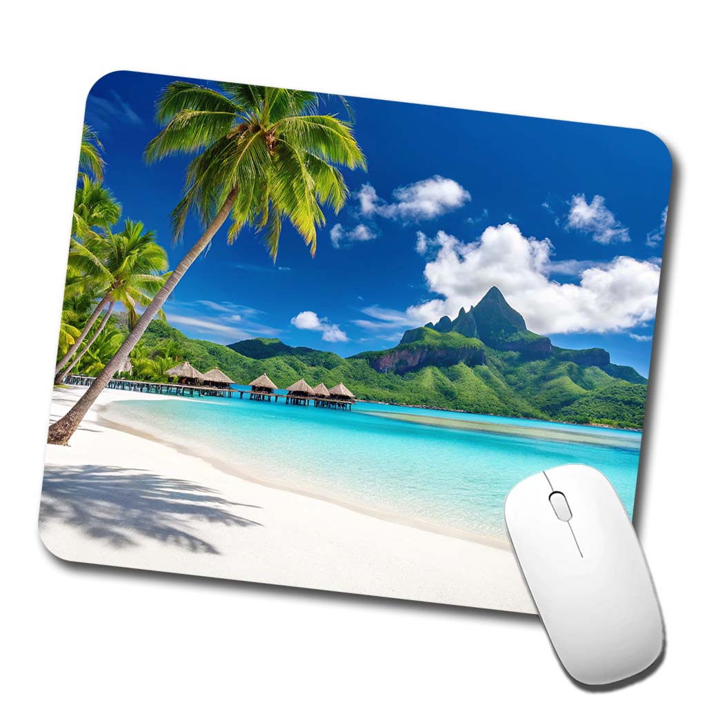 Bora Bora French Polynesia Bungalows Ocean Low Profile Mouse Pad Mat