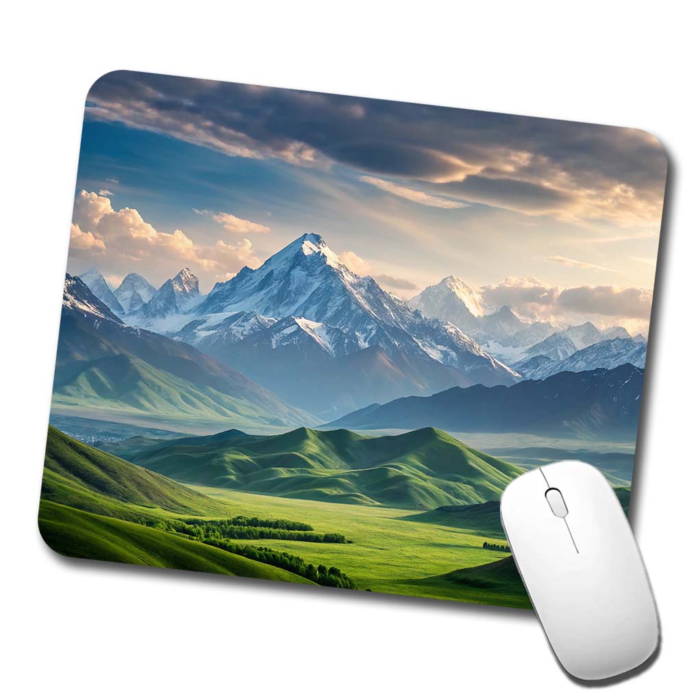 Breathtaking Mountain Views Snow Meadow Low Profile Mouse Pad Mat