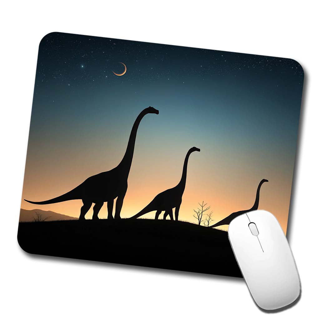 Brontosaurus Silhouettes Night Dinosaurs Low Profile Mouse Pad Mat