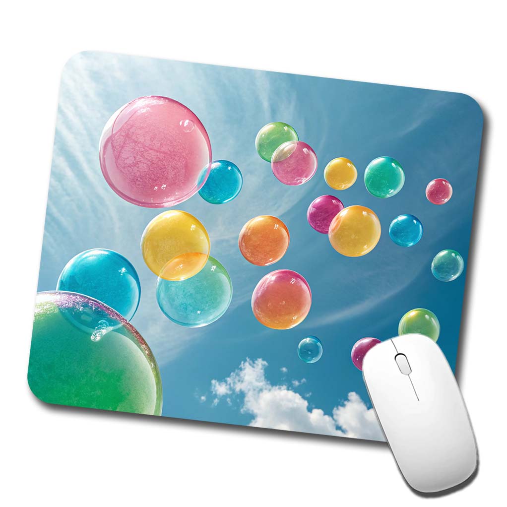 Candy Color Bubbles Blue Sky Low Profile Mouse Pad Mat