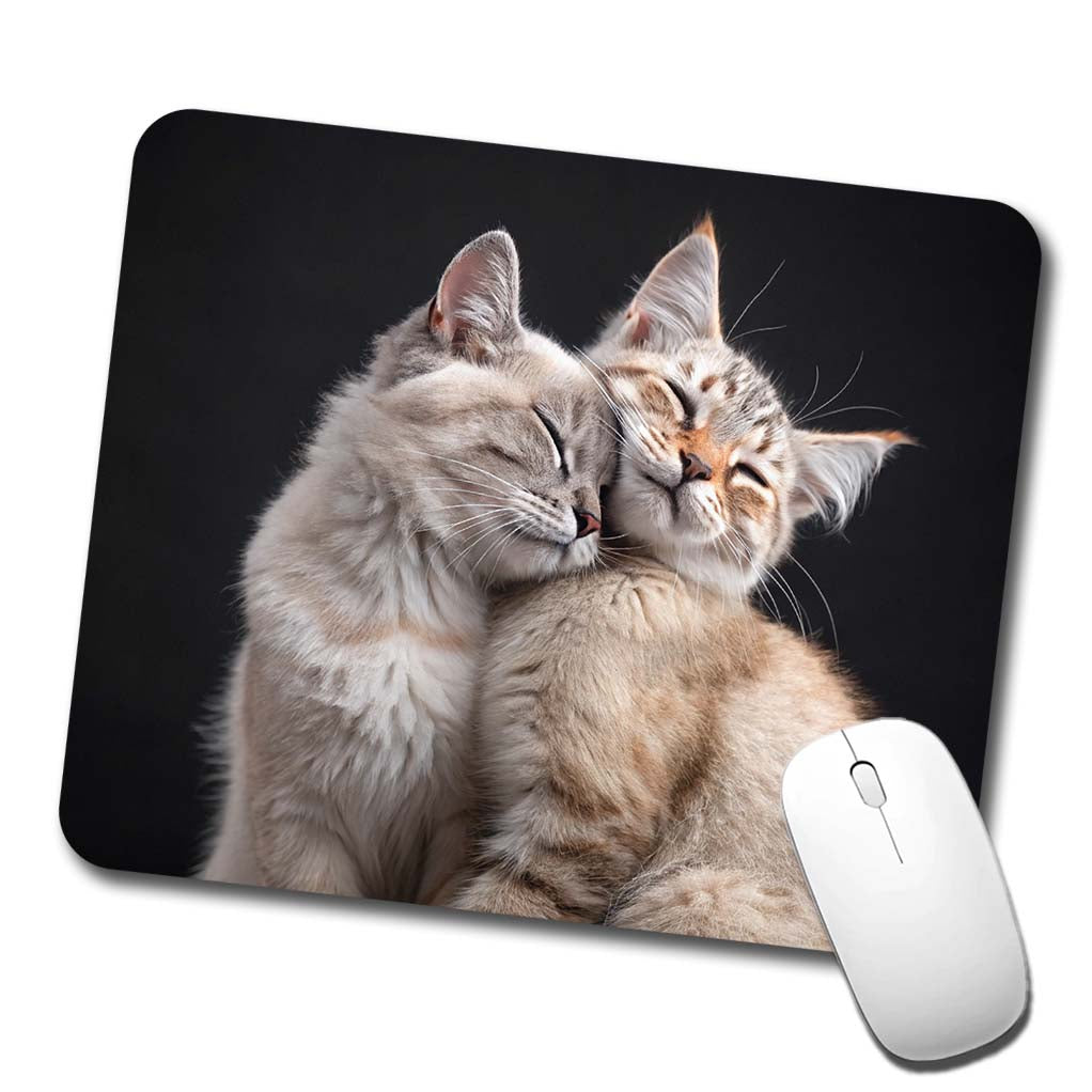Cats Nuzzle Love Cute Low Profile Mouse Pad Mat