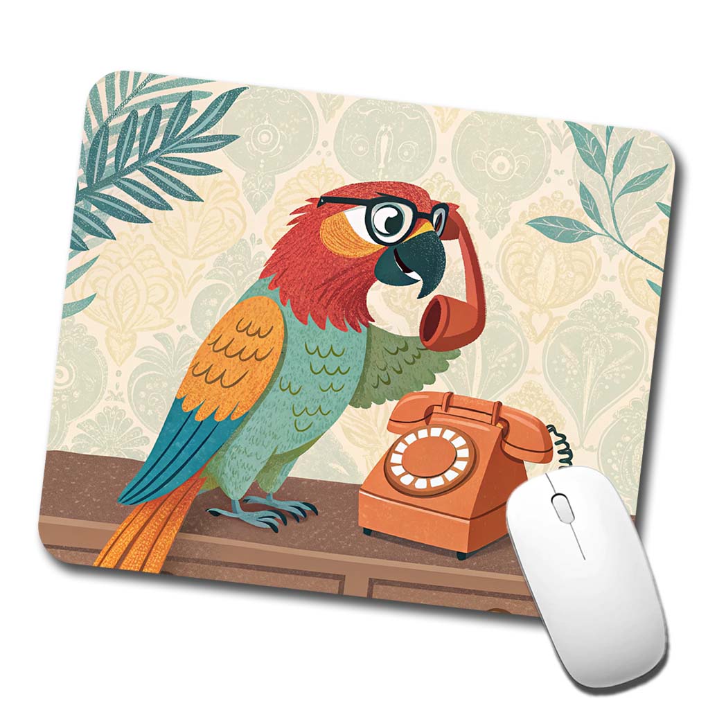 Cool Parrot Wearing Glasses Low Profile Mouse Pad Mat