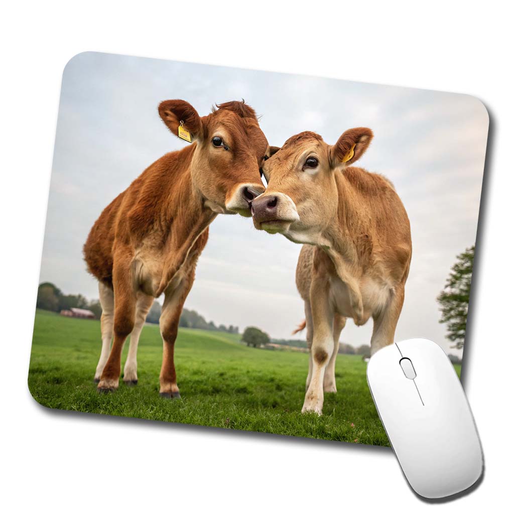 Cows Nuzzle Love Low Profile Mouse Pad Mat