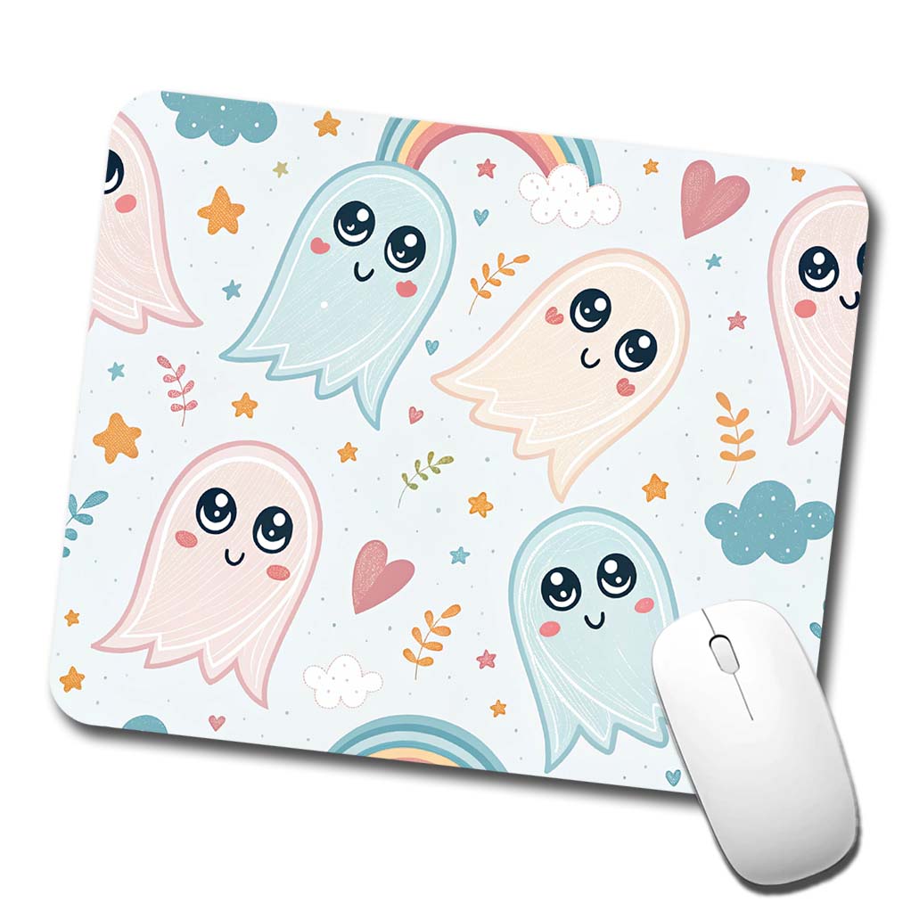 Cute Ghosts Hearts Rainbows Low Profile Mouse Pad Mat