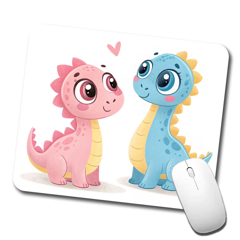 Cute Pastel Colored Cartoon Dinosaurs Low Profile Mouse Pad Mat