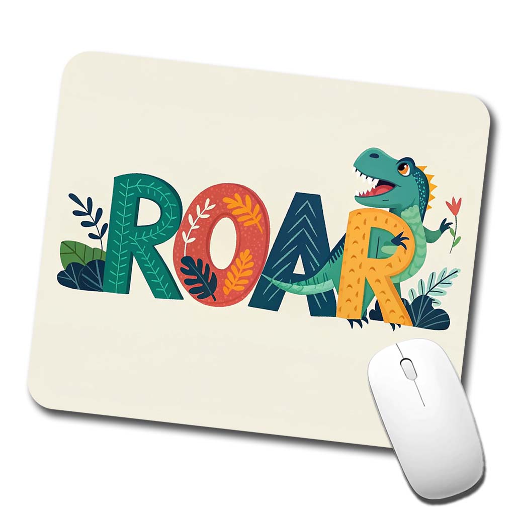 Dinosaur Roar Colorful Text Low Profile Mouse Pad Mat